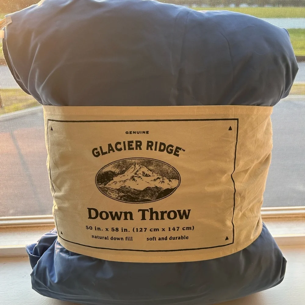 Blue Down Throw - Natural Down Fill